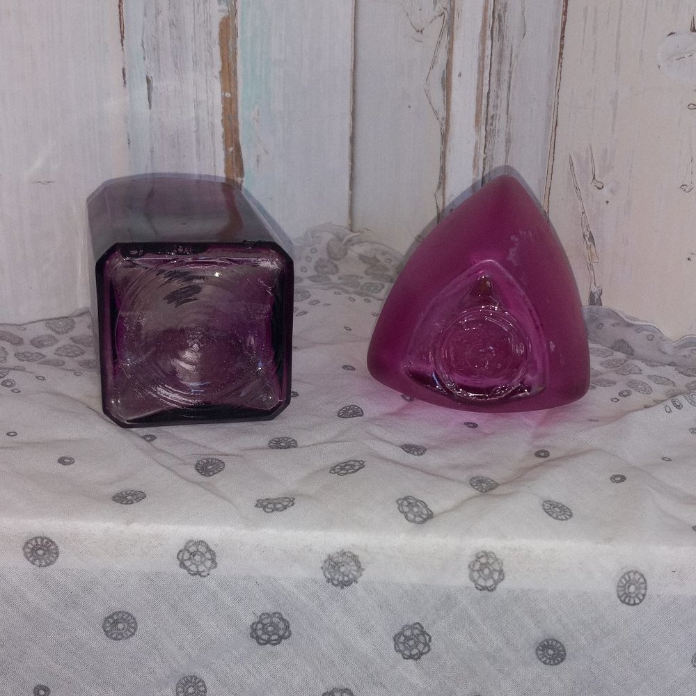 Collection of 8 Magenta and Purple Colored Glass Bottles - Picture 15 of 16